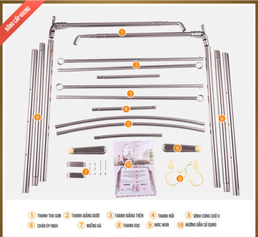 Các bộ phận khung màn được lắp ráp thành một khối thống nhất, sẵn sàng cho quá trình cố định màn khung khoan tường.