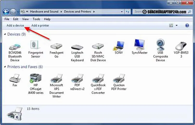 Cửa sổ Add a Device để thêm thiết bị Bluetooth mới vào Windows 7