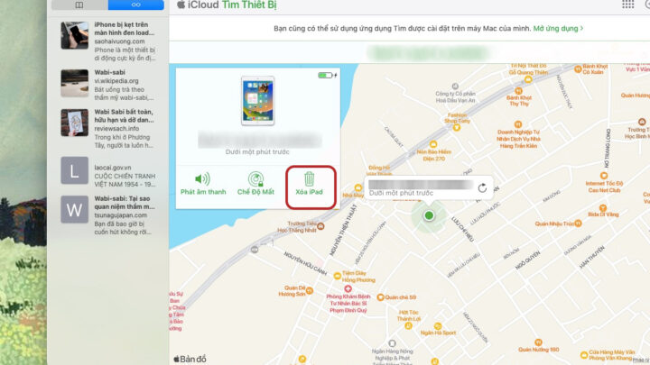 Hướng dẫn cách mở máy zono cần mật khẩu: Chọn Xóa iPad (Áp dụng tương tự cho máy Zono) để xóa dữ liệu và mật khẩu từ xa