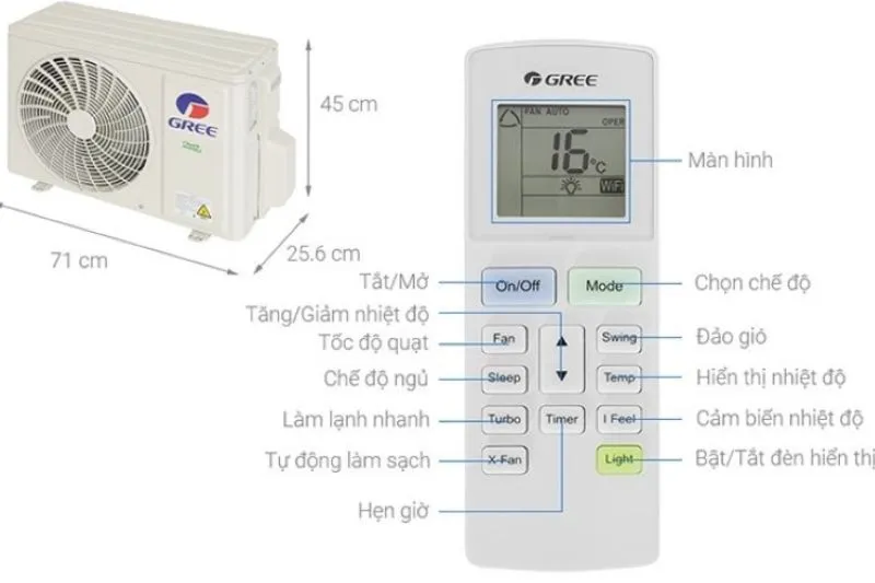 remote máy lạnh gree