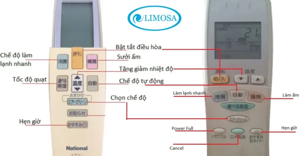 remote máy lạnh national nội địa