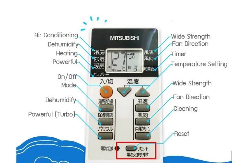 Hướng dẫn reset cài đặt trên remote máy lạnh Mitsubishi Nhật Bản