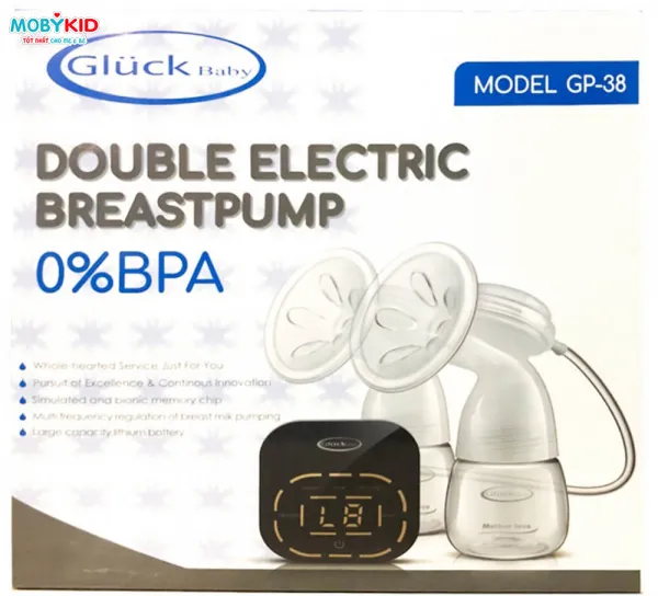Hộp Máy Hút Sữa Điện Đôi Gluck GP38 Với Các Bộ Phận Chi Tiết