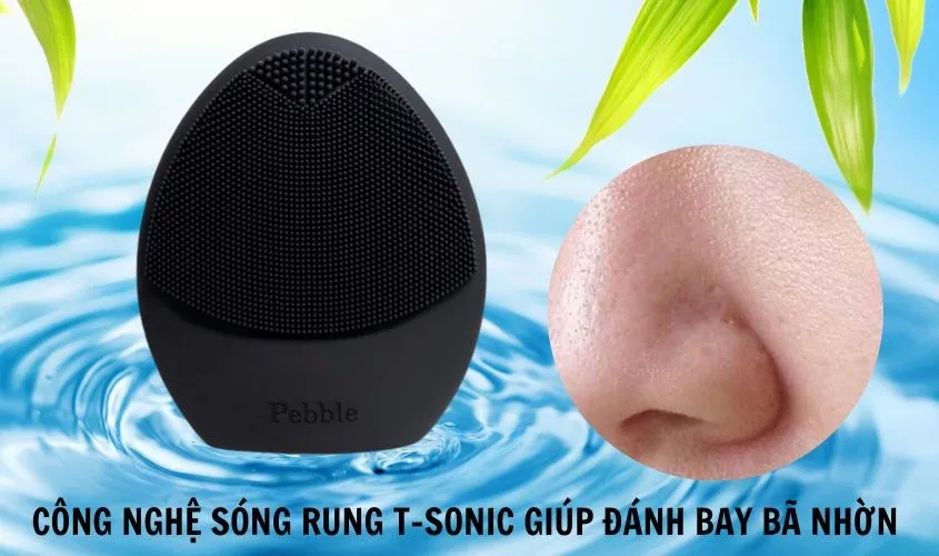 Công nghệ rung sóng âm T-Sonic mạnh mẽ trên máy rửa mặt Pebble Lisa giúp làm sạch sâu, đánh bay bã nhờn và tạp chất hiệu quả khi bạn thực hiện cách sử dụng máy rửa mặt Pebble Lisa