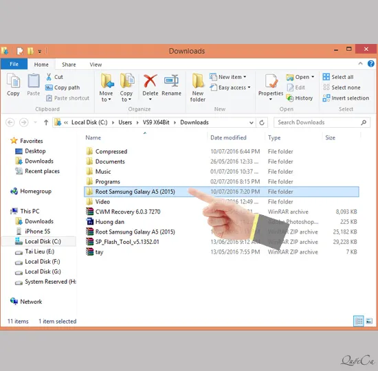 Mở thư mục vừa giải nén
