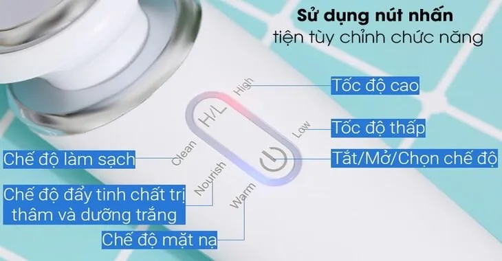 Máy massage mặt Halio Ion với chế độ Warm giúp tăng cường hiệu quả đắp mặt nạ