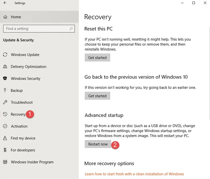 Nhấn Restart now để khởi động lại vào Safe Mode