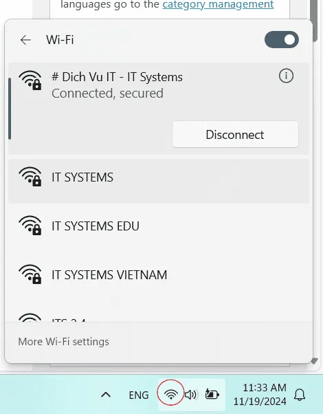 Biểu tượng Wi-Fi trên thanh tác vụ Windows