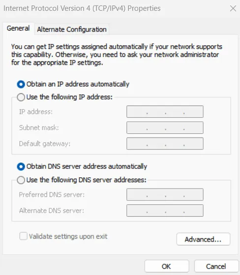 Cấu hình Internet Protocol Version 4 (TCP/IPv4)