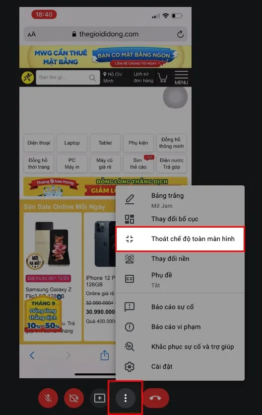 Cách thoát chế độ full màn hình máy tính Google Laptop trong Google Meet đơn giản