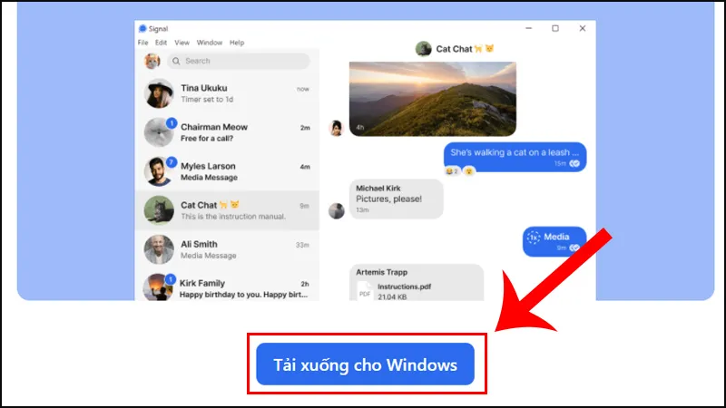 Tải xuống và cài đặt ứng dụng máy nhắn tin Signal phiên bản dành cho Windows.
