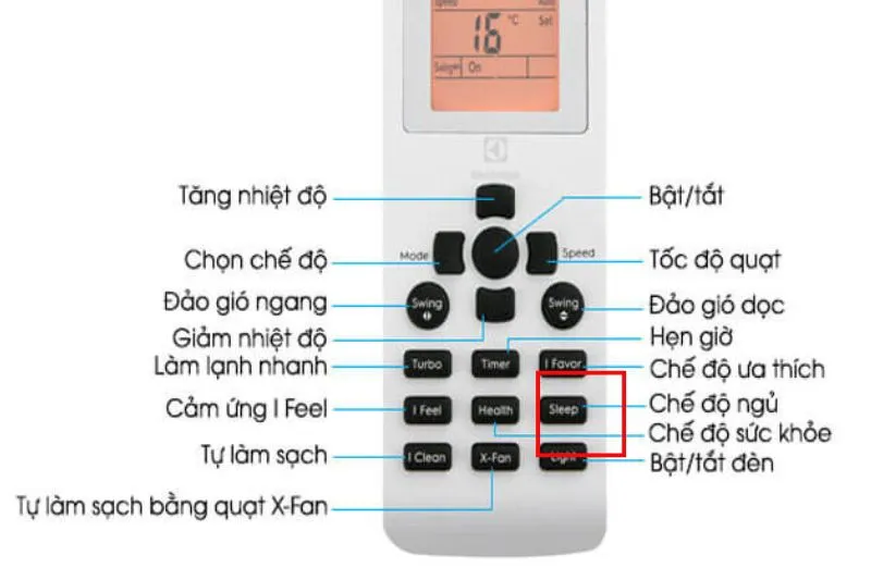 Kích hoạt chế độ ngủ Sleep trên remote máy lạnh Electrolux Inverter