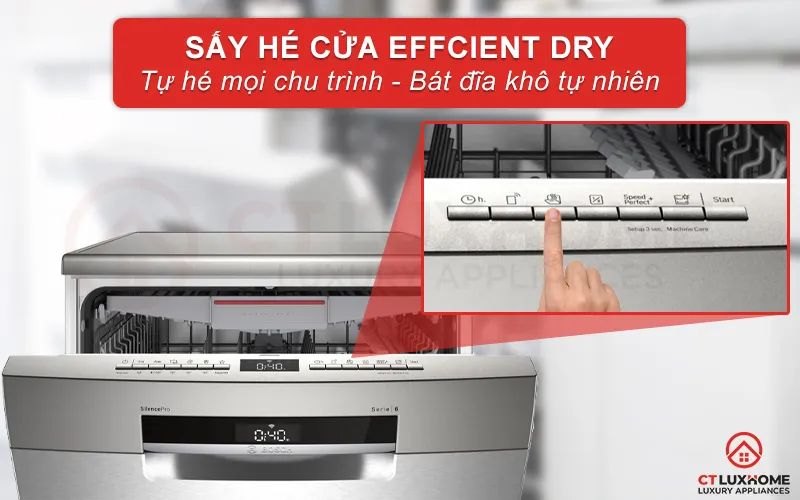 Sấy hé cửa EfficientDry trên máy rửa bát Bosch