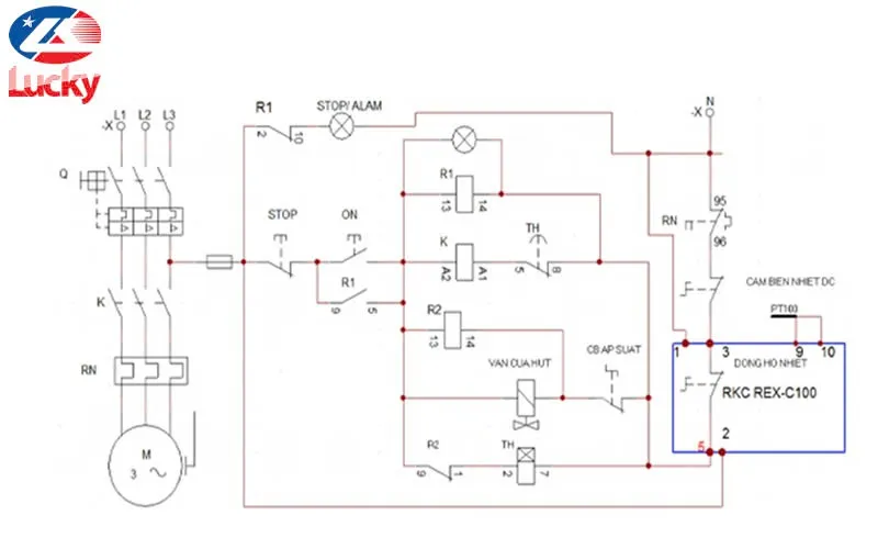 Sơ đồ cấu tạo mạch điện máy nén khí trục vít cơ bản