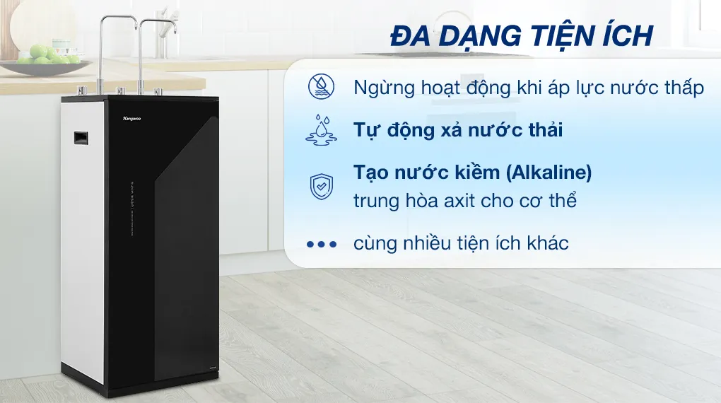 Máy lọc nước RO nóng nguội lạnh Kangaroo KG10A3 ngừng hoạt động khi áp lực nguồn nước thấp