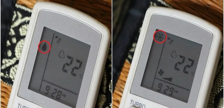 So sánh hiệu quả làm mát của chế độ Dry và Cool trên điều hòa, minh họa cách sử dụng remote máy lạnh Aikibi