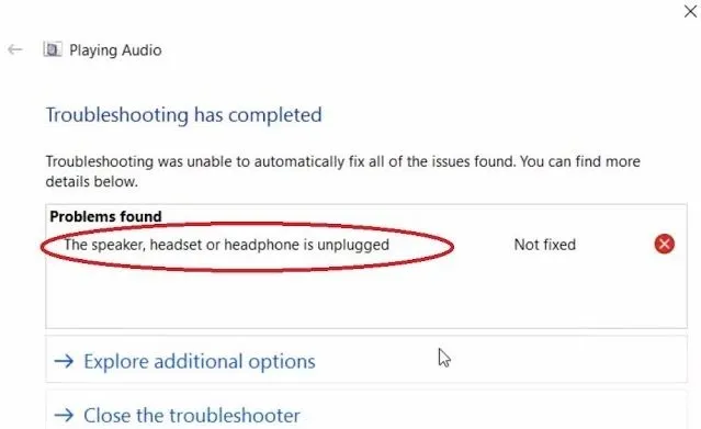Thông báo lỗi The speaker, headset or headphone is unplugged Windows 10