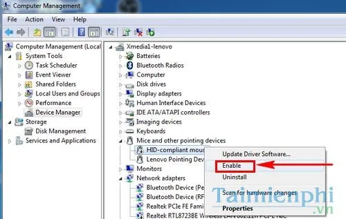 Kích hoạt lại thiết bị chuột để khôi phục hoạt động