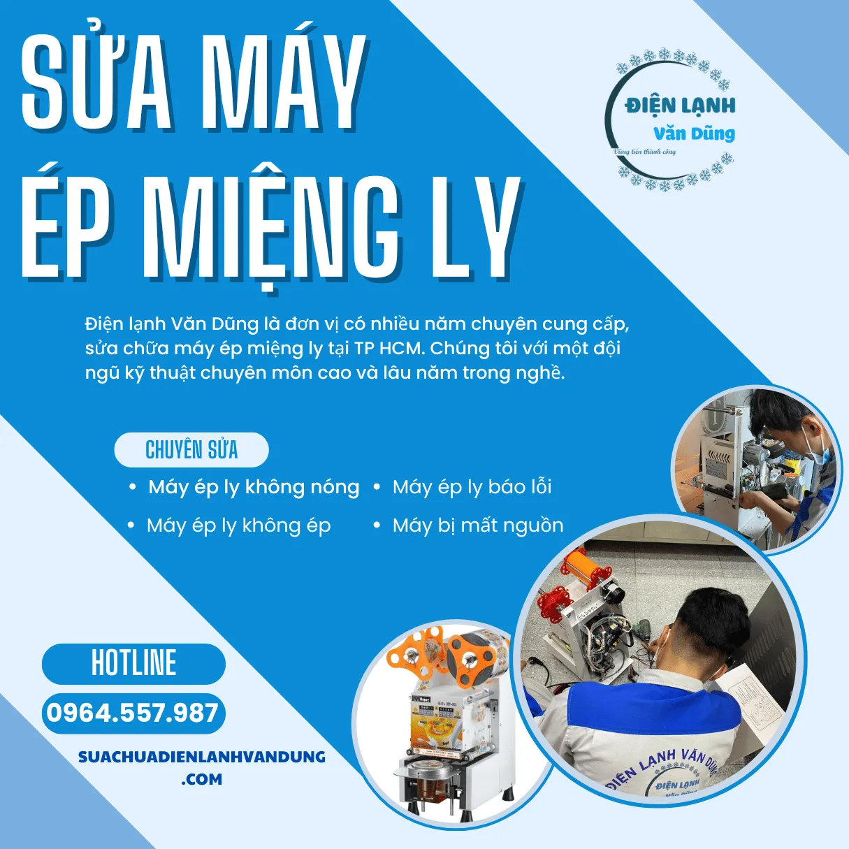 Kỹ thuật viên chuyên nghiệp hỗ trợ sửa máy ép ly nhựa tận nơi