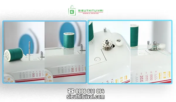 Người dùng đang đánh suốt chỉ cho máy may công nghiệp, tuân thủ cách sửa máy may khi lỗi suốt chỉ