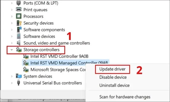 Cập nhật driver cho ổ SSD