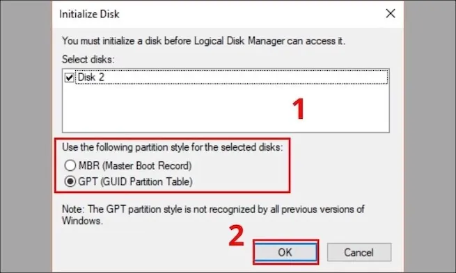 sửa lỗi ổ cứng SSD không nhận do chưa được khởi tạo