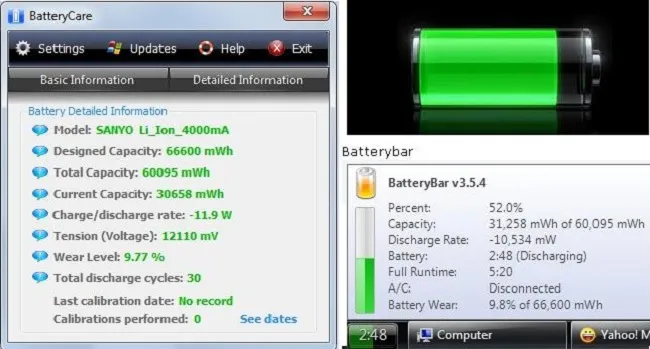 Kiểm tra thời lượng sử dụng pin máy tính