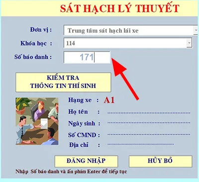 Giao diện phần mềm thi sát hạch bằng lái xe A1 chuyên nghiệp