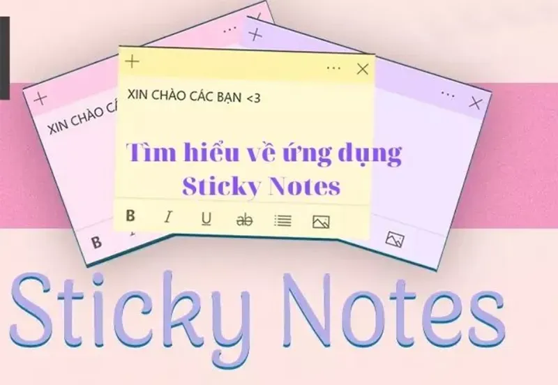 Cách Sử Dụng Note Trên Máy Tính: Giao diện Sticky Notes đa màu sắc hiển thị các công việc cần nhớ
