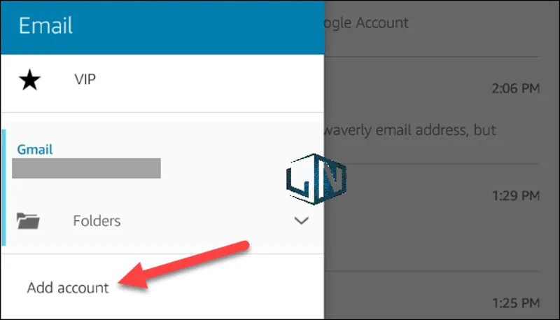 Người dùng thêm tài khoản email khác thông qua tùy chọn &quot;Add Account&quot; trong ứng dụng
