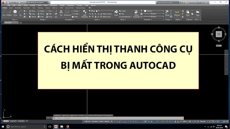 Giao diện thanh Ribbon trong AutoCAD, nơi chứa các lệnh quan trọng cho cấu hình máy in và quản lý bản vẽ