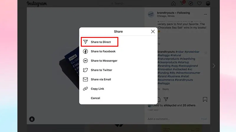 Hướng dẫn chia sẻ bài đăng Instagram qua Direct Message trên máy tính