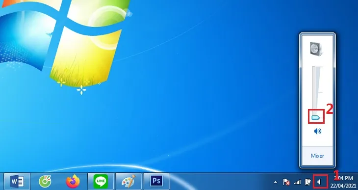Điều chỉnh mức âm lượng trên Windows, một phần của hướng dẫn cách mở loa trên máy tính