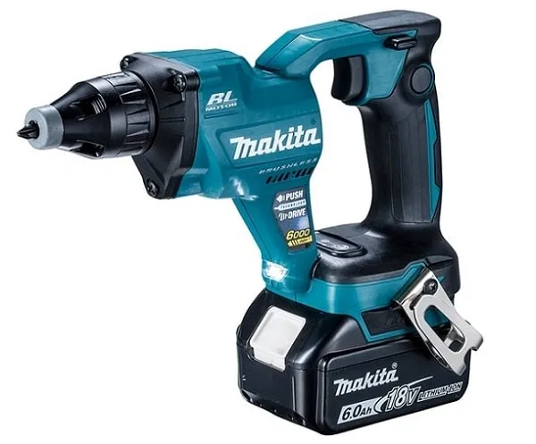 Máy vặn vít Makita 18V DFS600Z siêu nhẹ, chuyên dụng cho tấm thạch cao, giảm mỏi tay khi sử dụng.