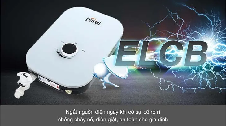Máy nước nóng trực tiếp Ferroli 4500W MIDO-MXP 4.5S với hệ thống chống rò rỉ điện ELCB