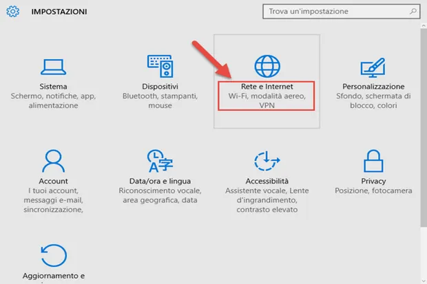 Giao diện ứng dụng Cài đặt trên Windows 10 để cấu hình proxy