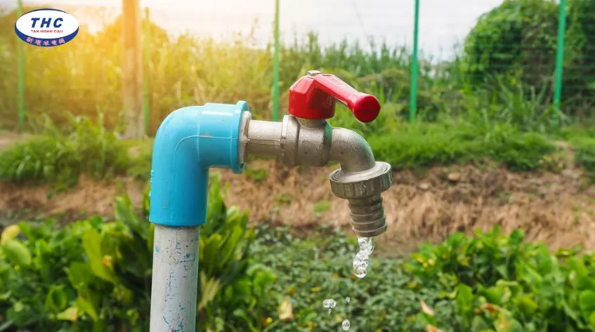 Máy bơm nước giếng khoan 2 đầu trong bối cảnh tưới tiêu nông nghiệp, gợi nhắc về vai trò của các thiết bị cơ khí trong công việc thực tiễn và sự cần thiết của việc lắp đặt đúng kỹ thuật, như cách lắp đầu máy khoan.