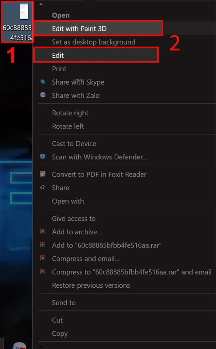 Mở phần mềm vẽ Paint thông qua tùy chọn chỉnh sửa ảnh