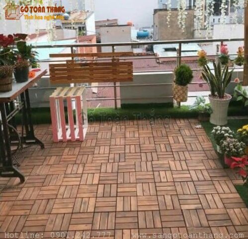 Sàn gỗ tự nhiên tự lắp ráp ngoài trời ứng dụng lát sân thượng