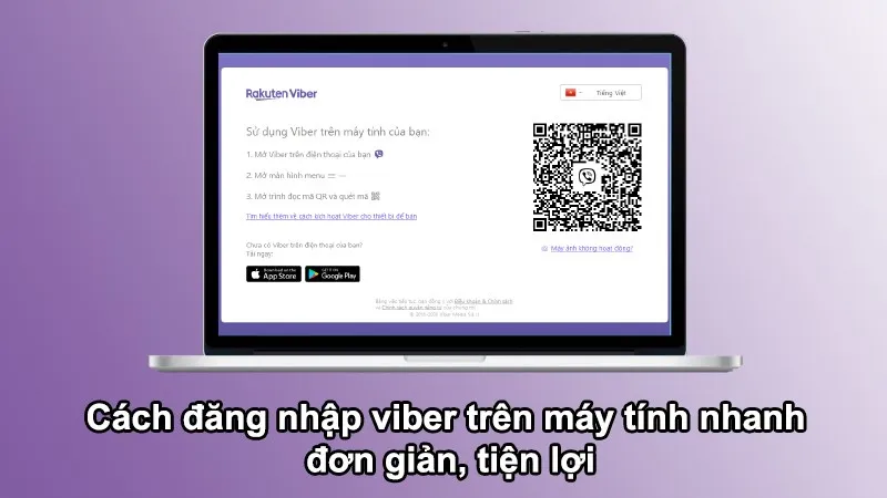 Viber đang hiển thị mã QR trên màn hình máy tính để đăng nhập