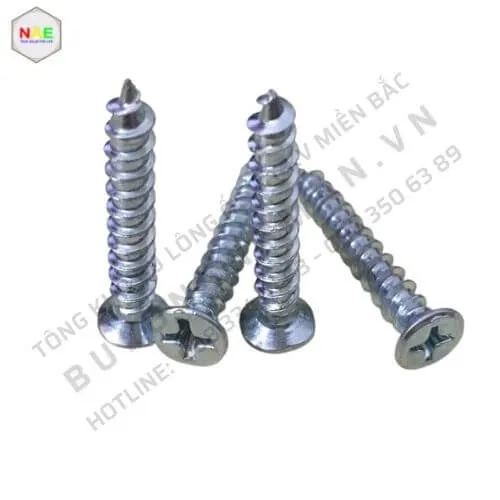 Các kích thước vít bắt gỗ khác nhau từ ngắn đến dài, phù hợp cho nhiều ứng dụng liên kết gỗ.