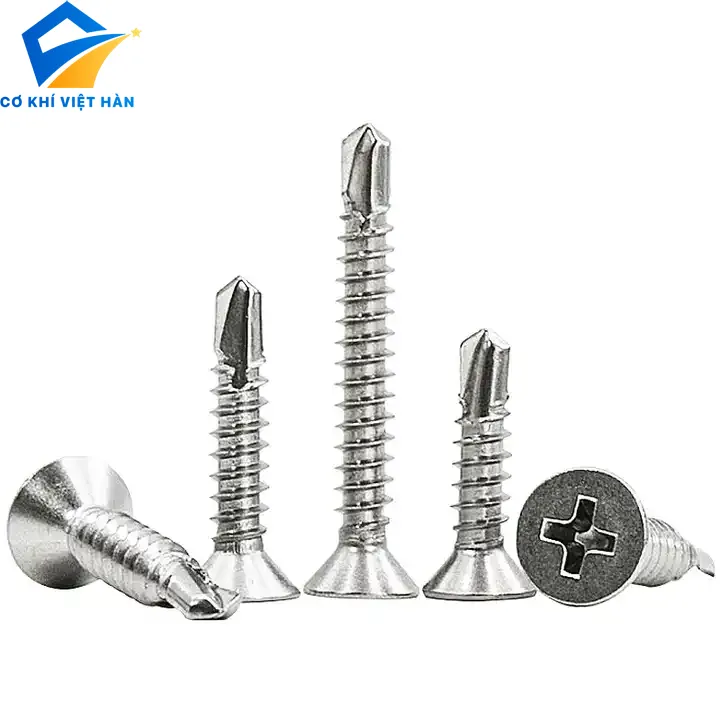 Vít tự khoan inox 410 đầu bằng DIN 7504P chuyên dụng bắn ngói và liên kết các tấm vật liệu phẳng
