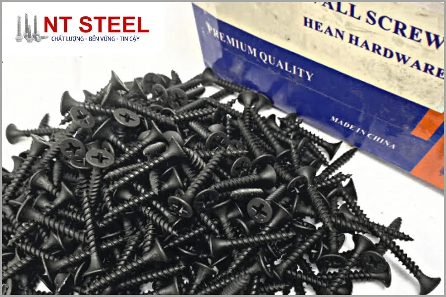 Vít đen bắn thạch cao với thiết kế đầu dù tối ưu cho thi công