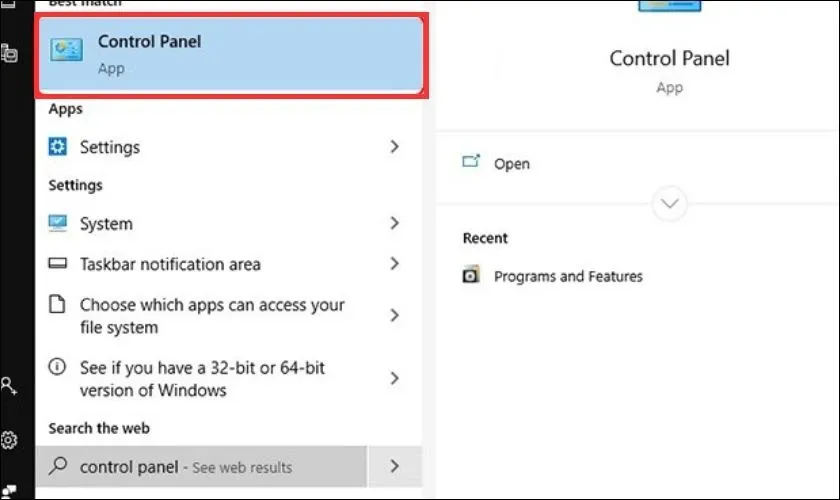 Tìm Control Panel để cài đặt và mở Bluetooth trên máy tính Win 8.