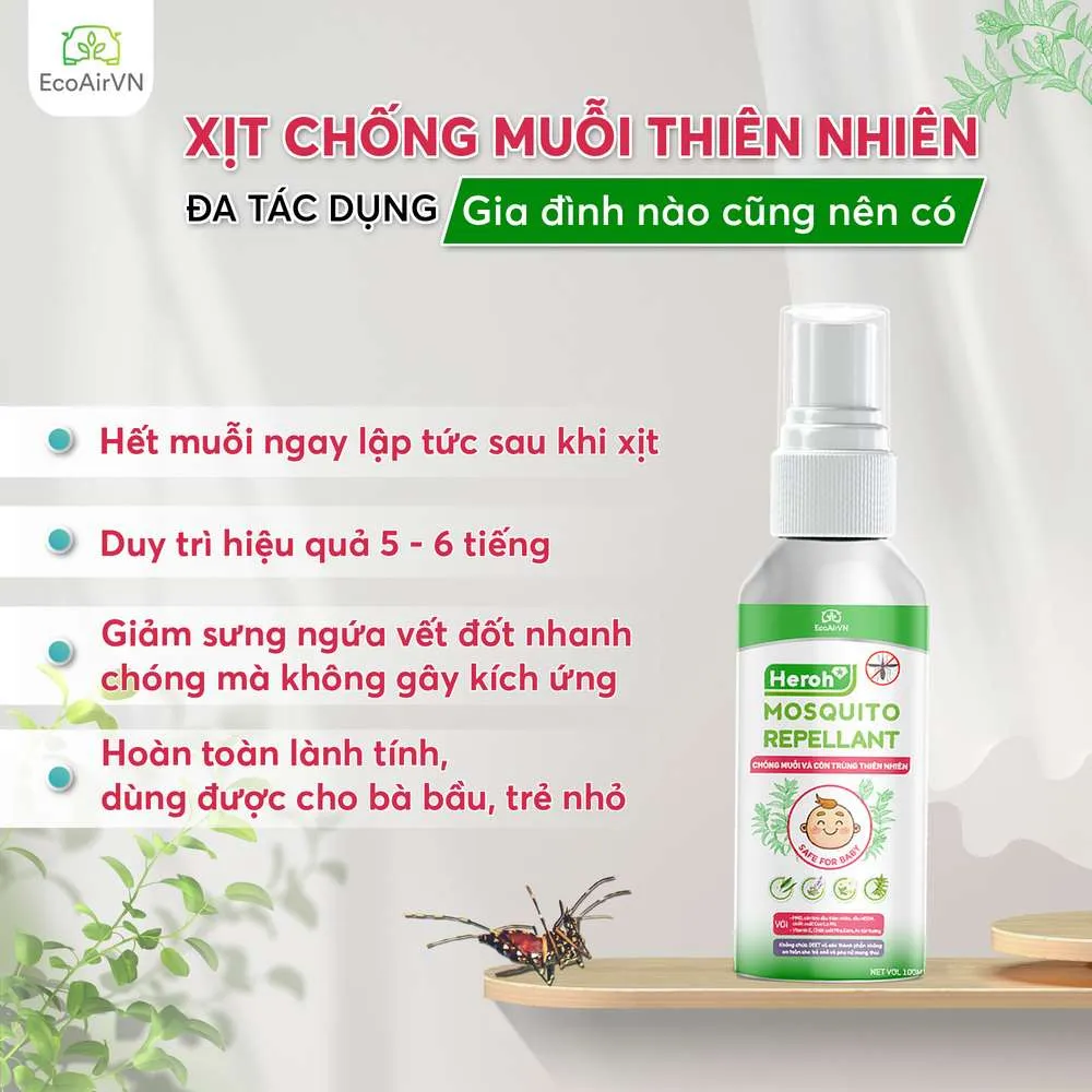 Xịt chống muỗi thiên nhiên Heroh – giải pháp phòng chống muỗi an toàn