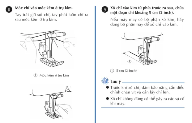 Minh họa đường đi của chỉ khi xỏ vào máy may Brother AS2730s, GS2700