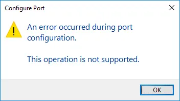 Lỗi khi cấu hình cổng WSD, cần tạo cổng TCP/IP mới để xử lý máy in offline