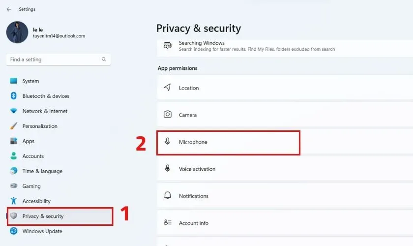 Laptop không nhận mic của tai nghe trên Win 11