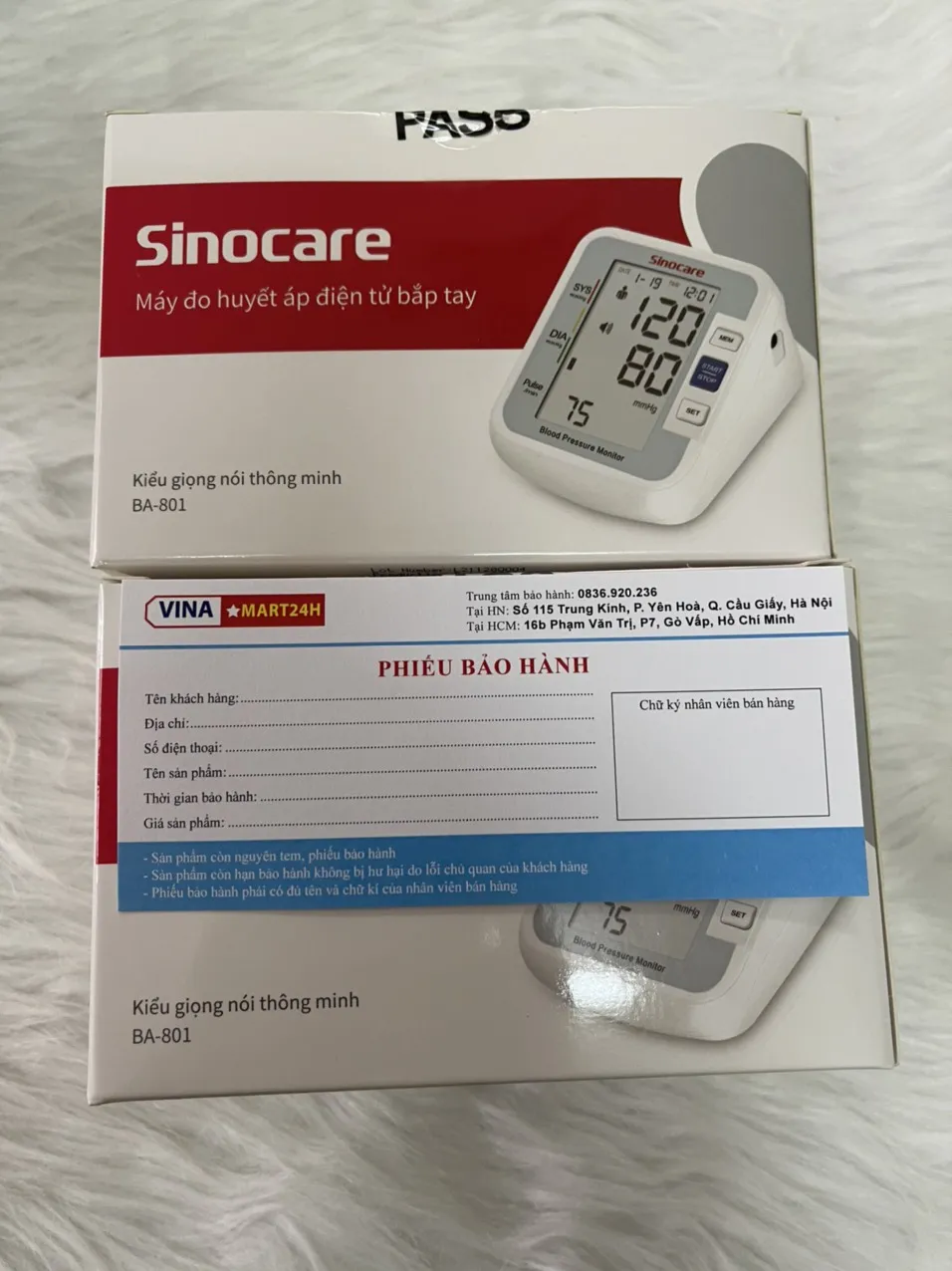 Kiểm tra kỹ phiếu bảo hành và nguồn gốc sản phẩm khi mua máy đo huyết áp Sinoheart
