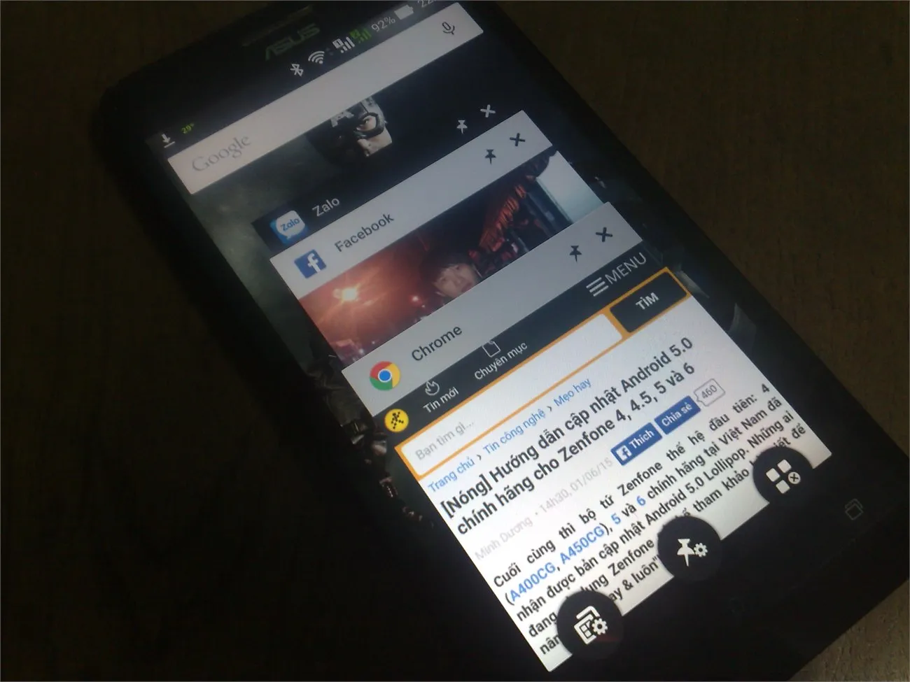 Asus Zenfone đời đầu nhận được gì từ bản cập nhật Android Lollipop?
